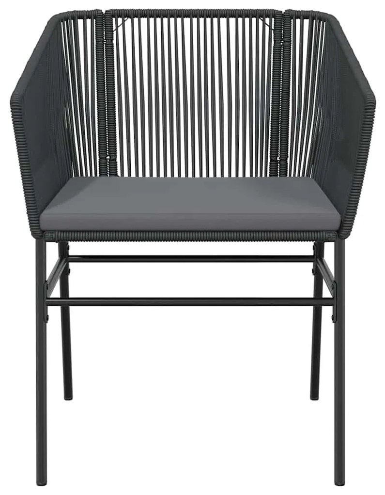 Conjunto de jantar jardim 5 peças almofadas vidro vime PE preto