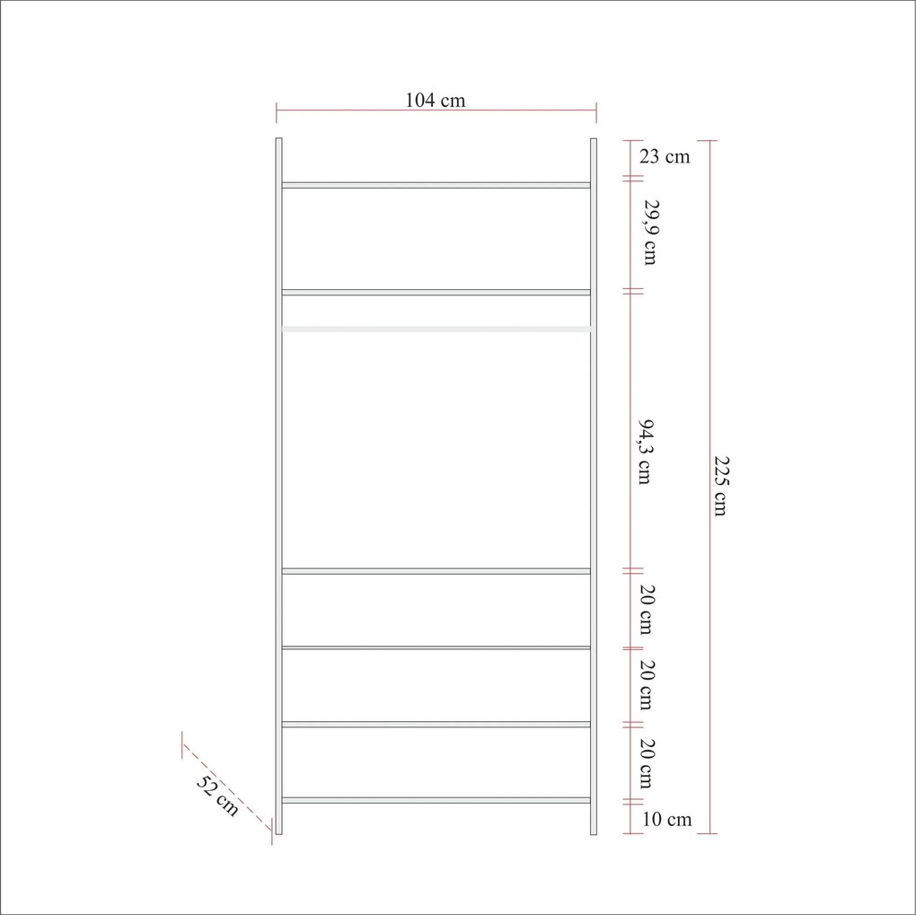 Guarda-roupa Dynamic – Pinho Atlântico – 104x225x52 cm