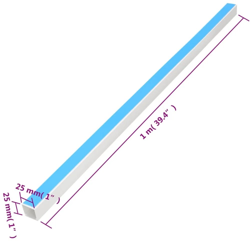 Calhas para cabos autoadesivas 25x25 mm 30 m PVC