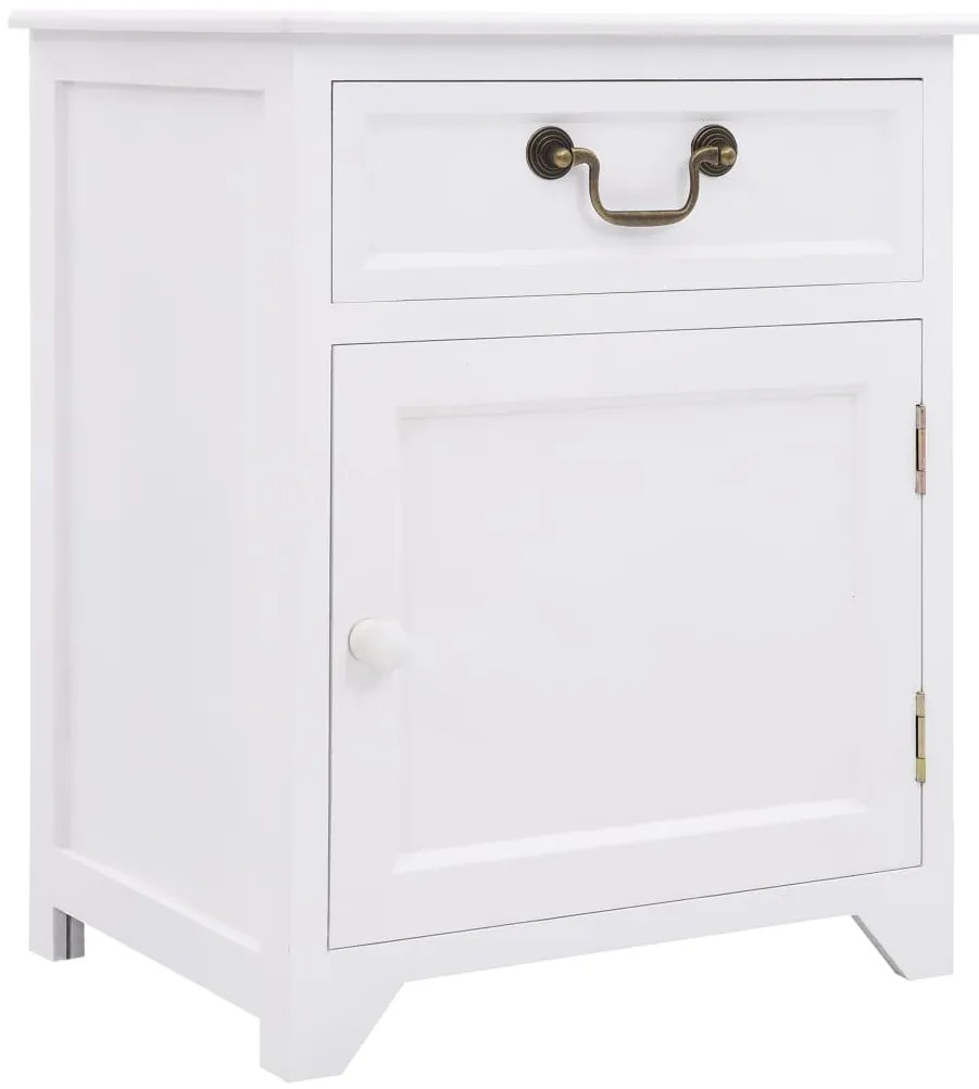 vidaXL Mesa de cabeceira 40x30x50 cm madeira de paulownia branco