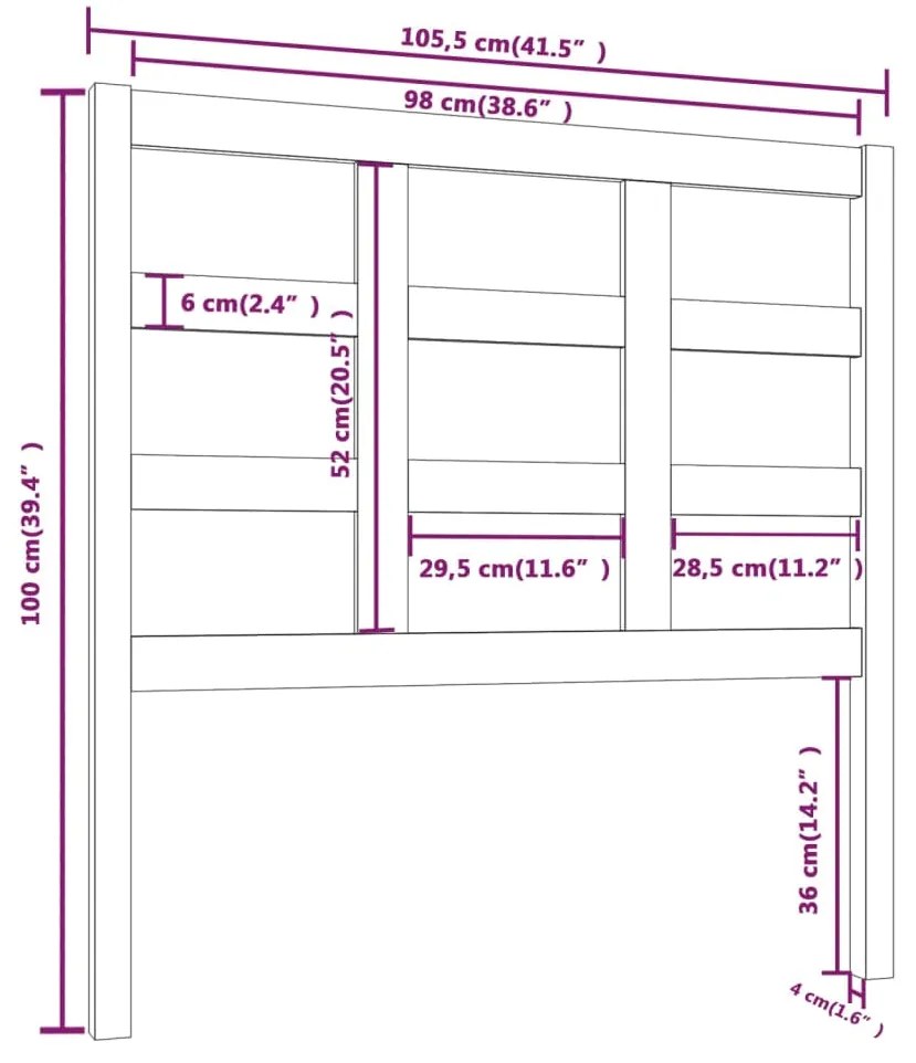 Cabeceira de cama 105,5x4x100 cm pinho maciço castanho mel