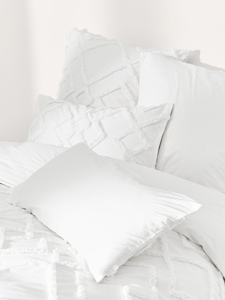 Capa de edredão em percal de algodão com decoração acolchoada Faith