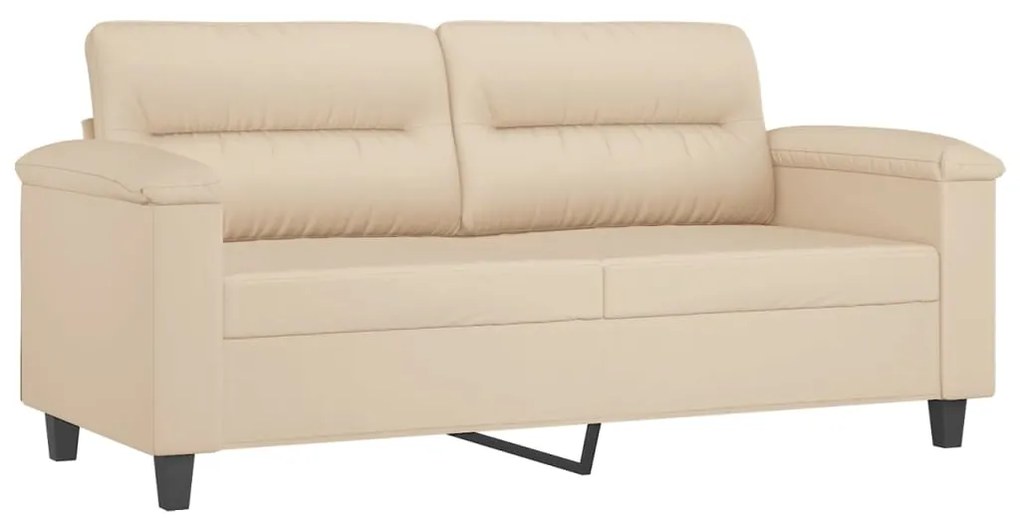 2 pcs conj. sofás c/ almofadões tecido de microfibra cor creme