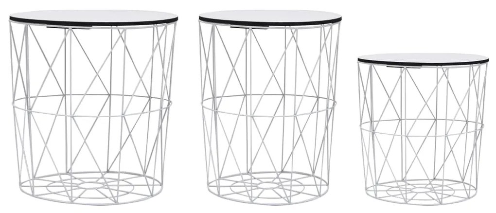 vidaXL Mesas de centro 3 pcs branco