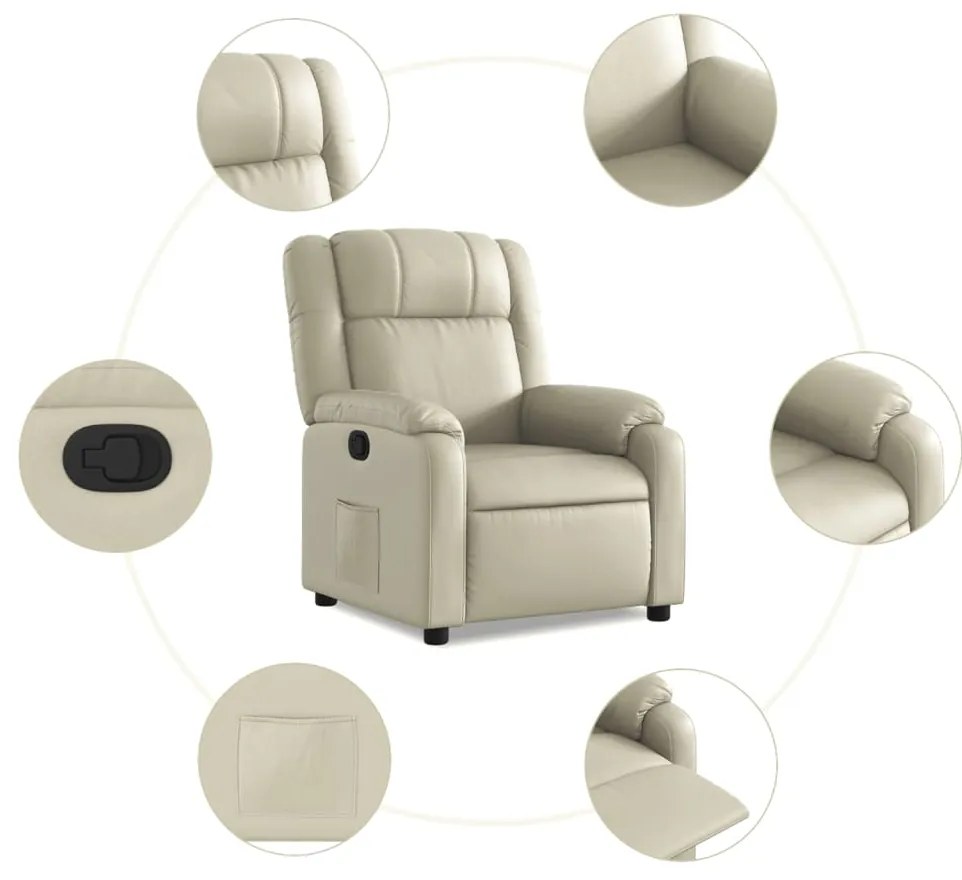 Poltrona reclinável couro artificial cor creme