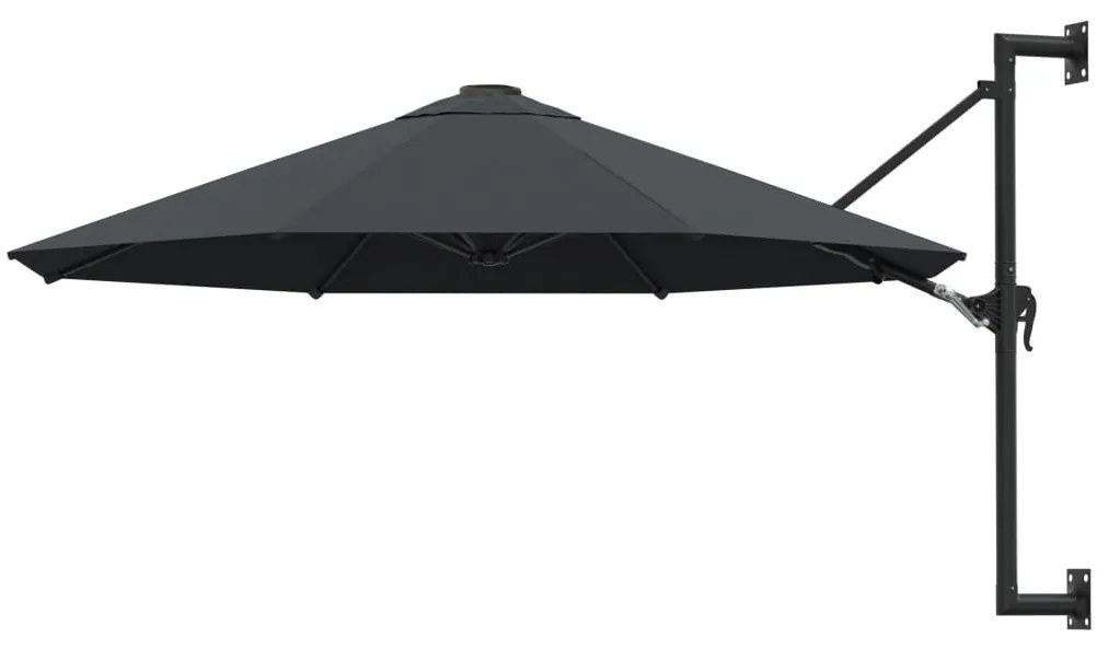 vidaXL Guarda-sol de parede com mastro de metal 300 cm antracite