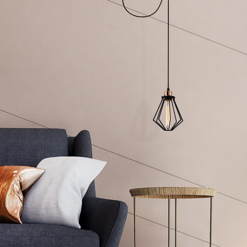 Chandelier Oylat – Preto e Bronze – Diâmetro 54 cm, Altura 114 cm