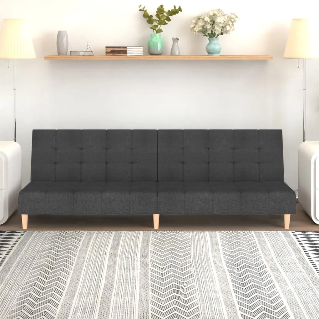 337344 vidaXL Sofá-cama de 2 lugares tecido cinzento-escuro