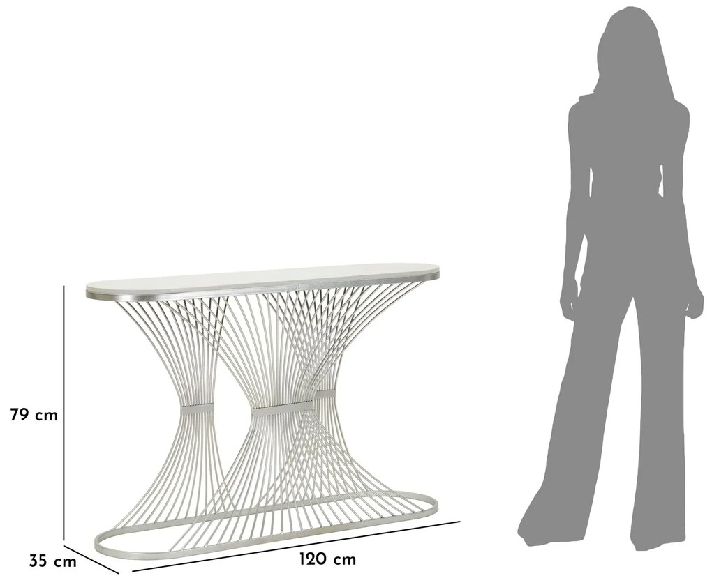 MESA DE CONSOLA 120X35X79 CM PRATEADA