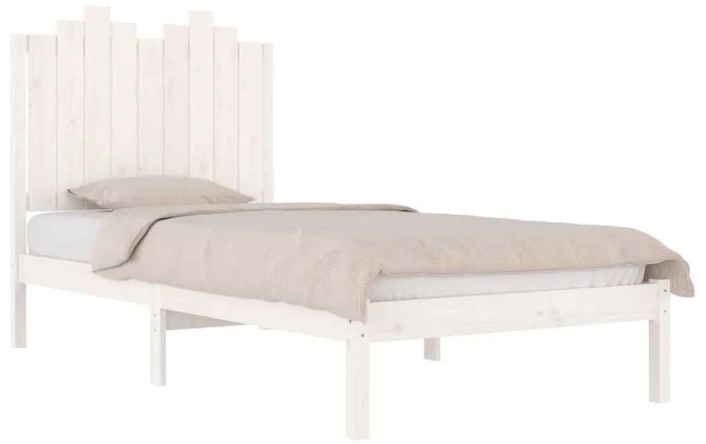 Estrutura de cama pequena solteiro 75x190cm pinho maciço branco