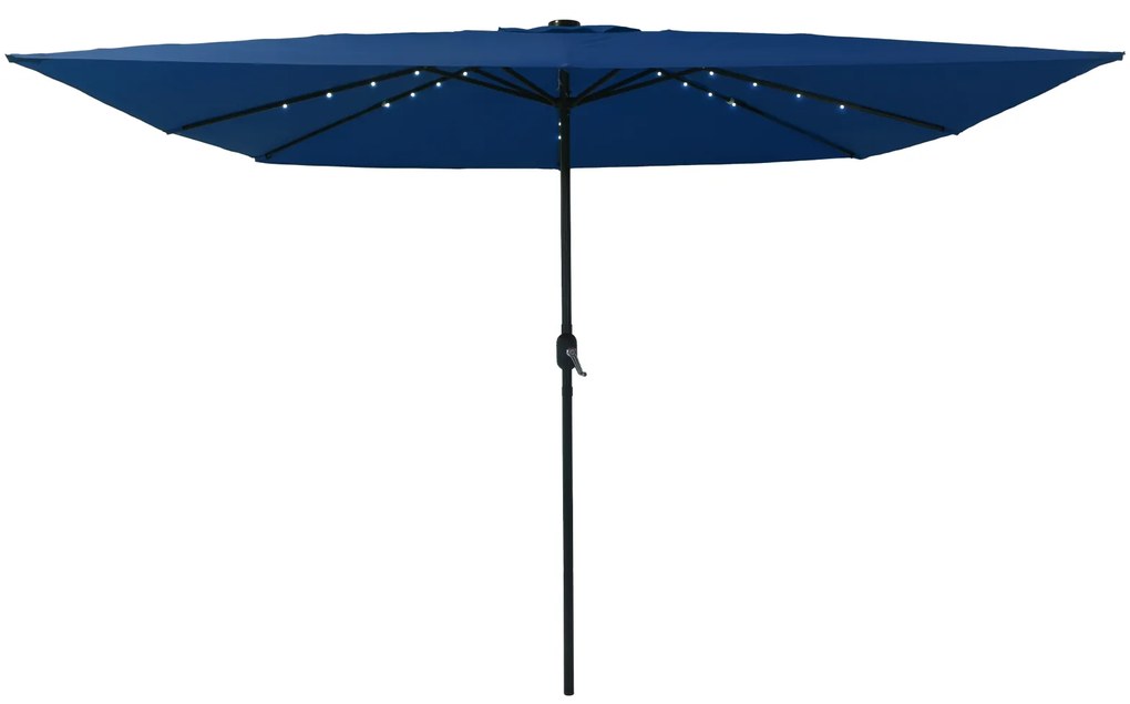 Parasol Quadrado para Jardim vidaXL com Luzes LED 295x245 cm Azul Céu