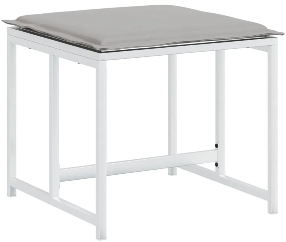 11 pcs conj. de jantar p/ jardim c/ almofadões textilene branco