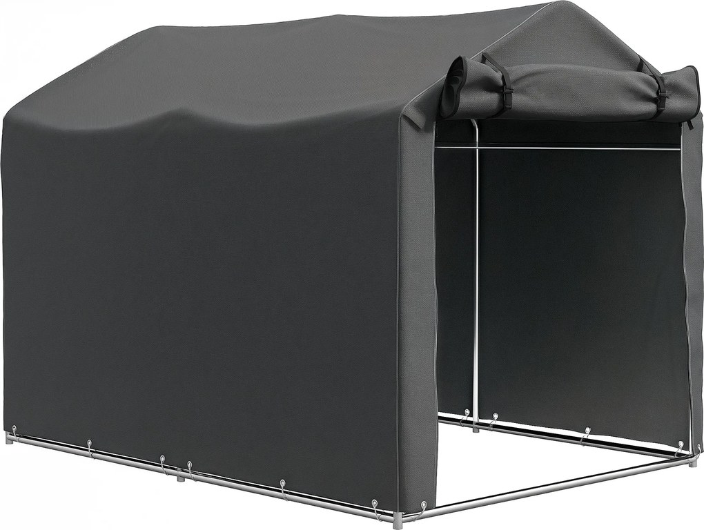 Abrigo de Exterior para Ferramentas e Bicicletas 2,2x1,57x1,65 m com Porta Desmontável com Fecho de Correr Cinzento Escuro
