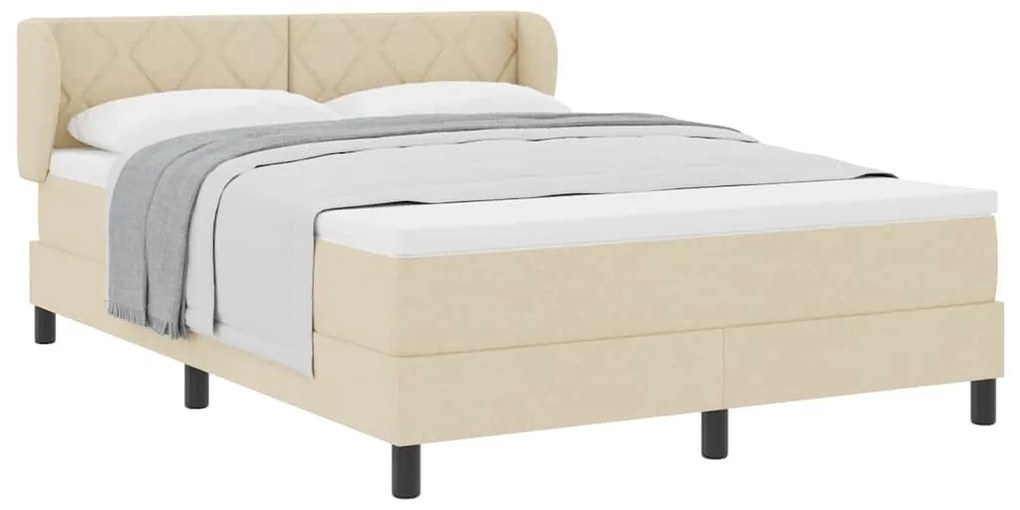 Cama Box Spring vidaXL com Colchão em Creme, 140x200 cm, Tecido