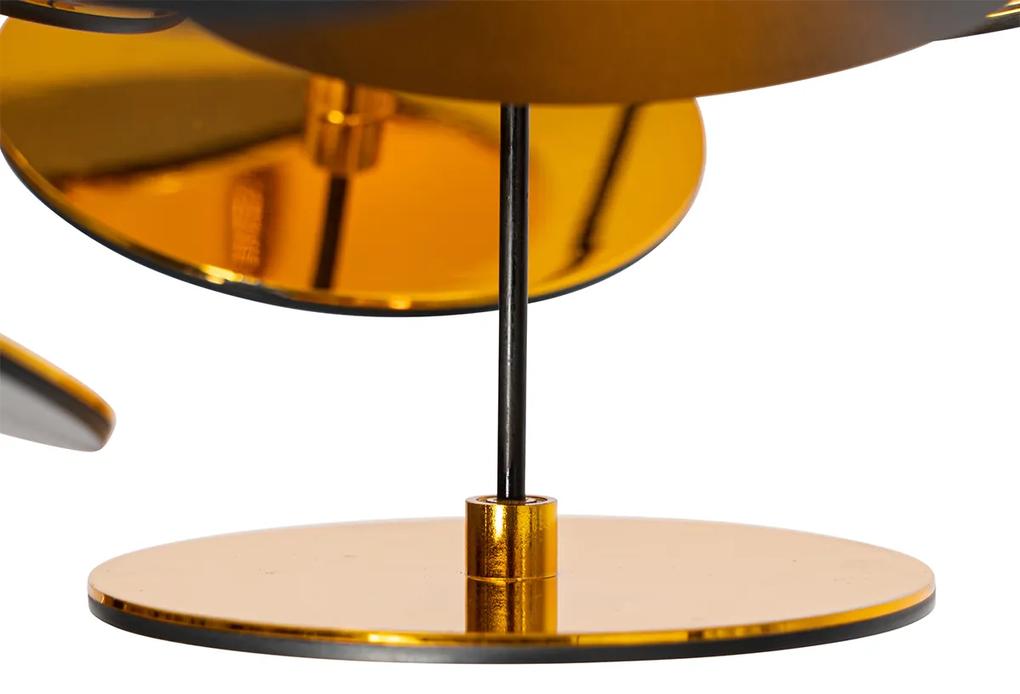Candeeiro de teto design preto com ouro 54cm 3 luzes - Cerchio Design