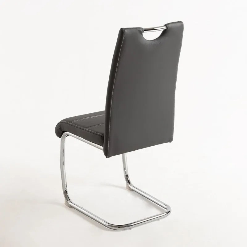 Conjunto de 2 Cadeiras Halley Cantilever em Couro Artificial Cinzento