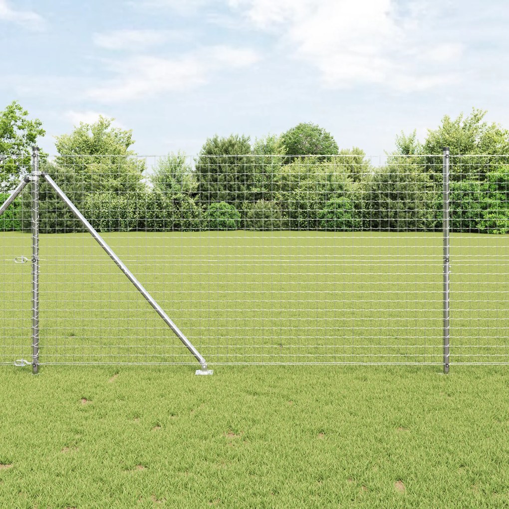 Postes de Cerca vidaXL com Ponta 26 pcs Ø32 mm 140 cm Aço Galvanizado