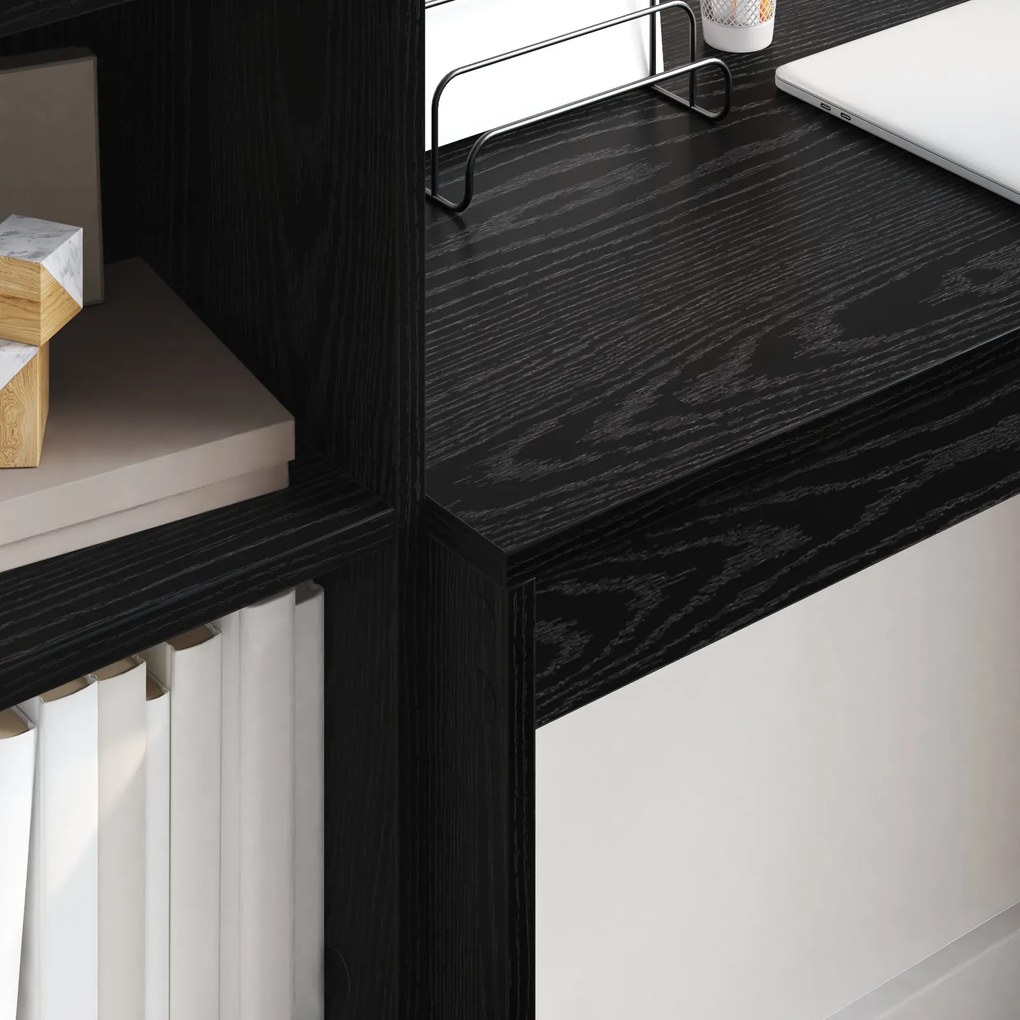 Mesa com Armazenamento Carvalho Preto Madeira Engenharia