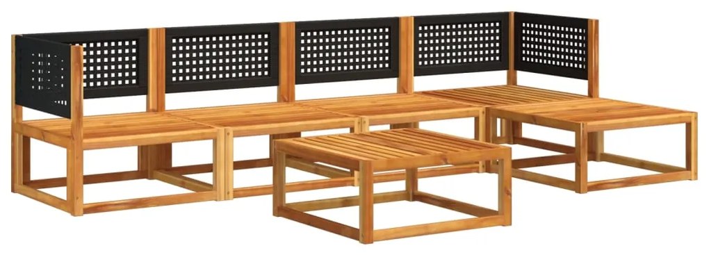 6 pcs conjunto de sofás de jardim com almofadões acácia maciça