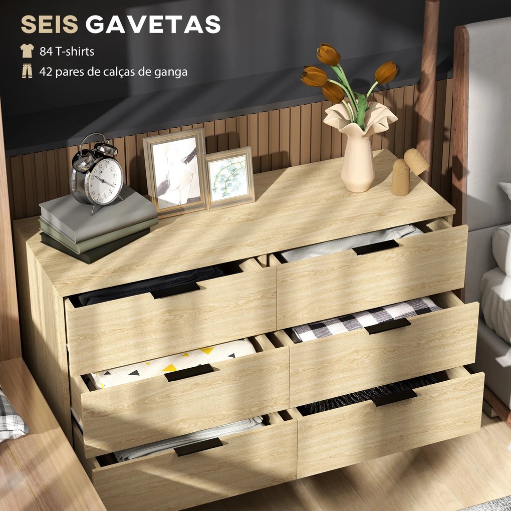 Cómoda com 6 Gavetas Cómoda para Dormitório Cómoda Moderna com Desenho
