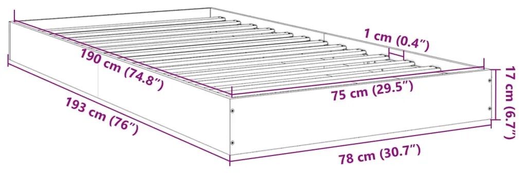 Estrutura de cama 75x190 cm derivados de madeira branco