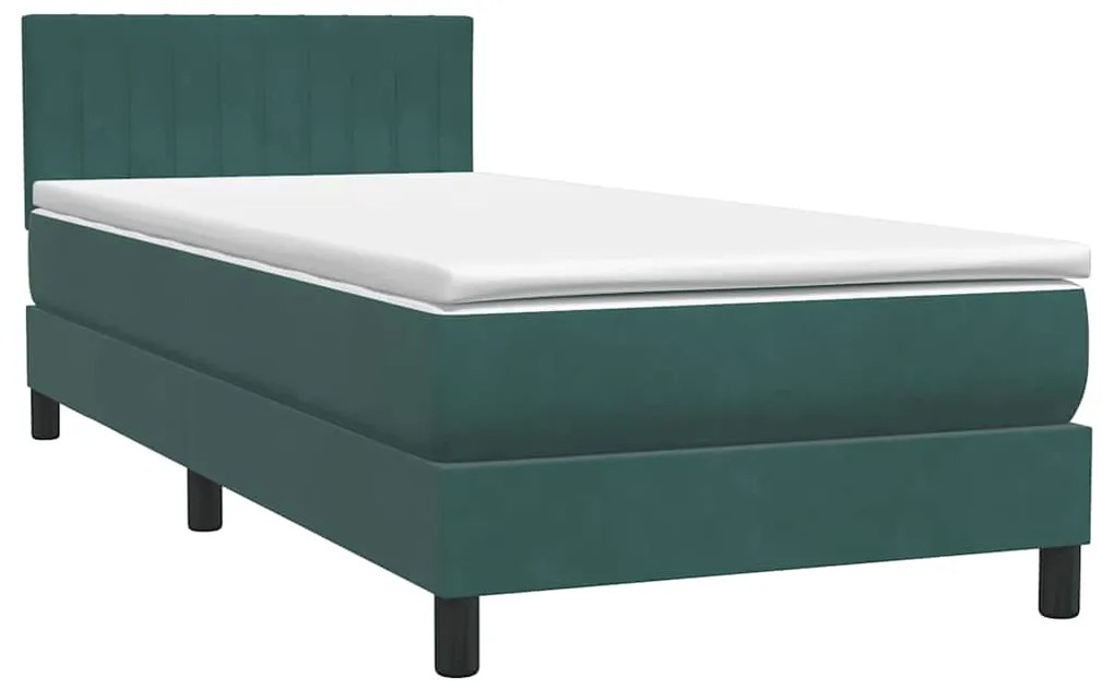 Cama com molas/colchão verde-escuro 80x220 cm veludo