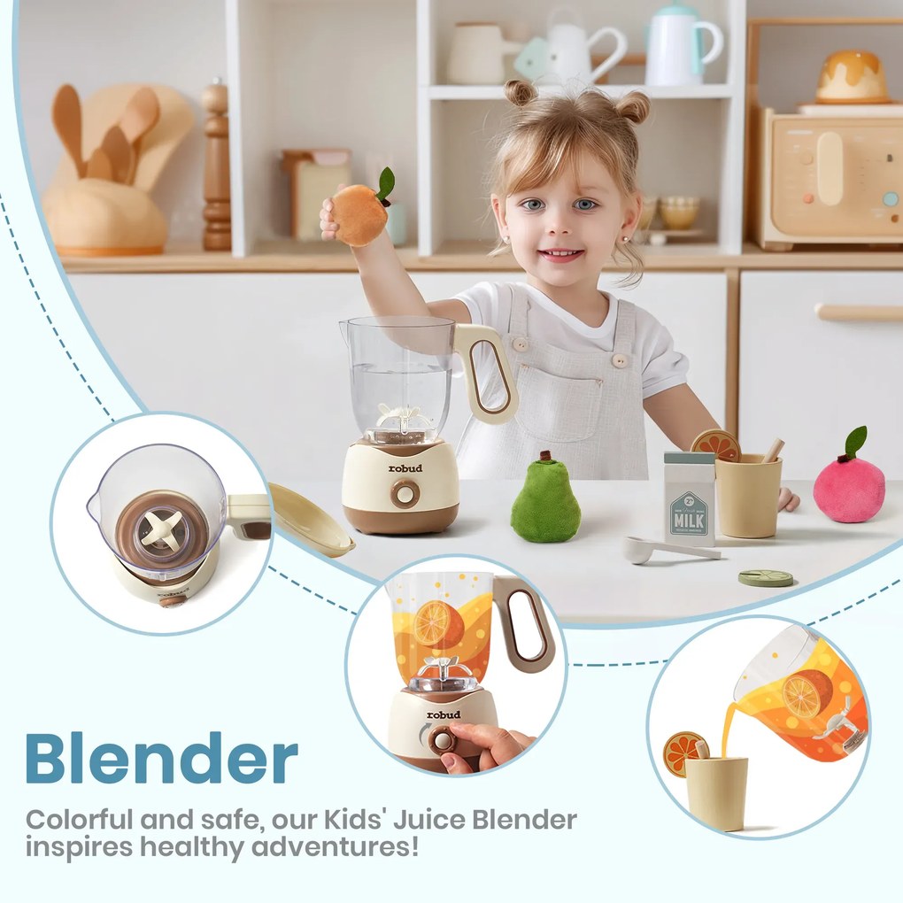 Conjunto de 4 eletrodomésticos de cozinha de brincar cor creme.