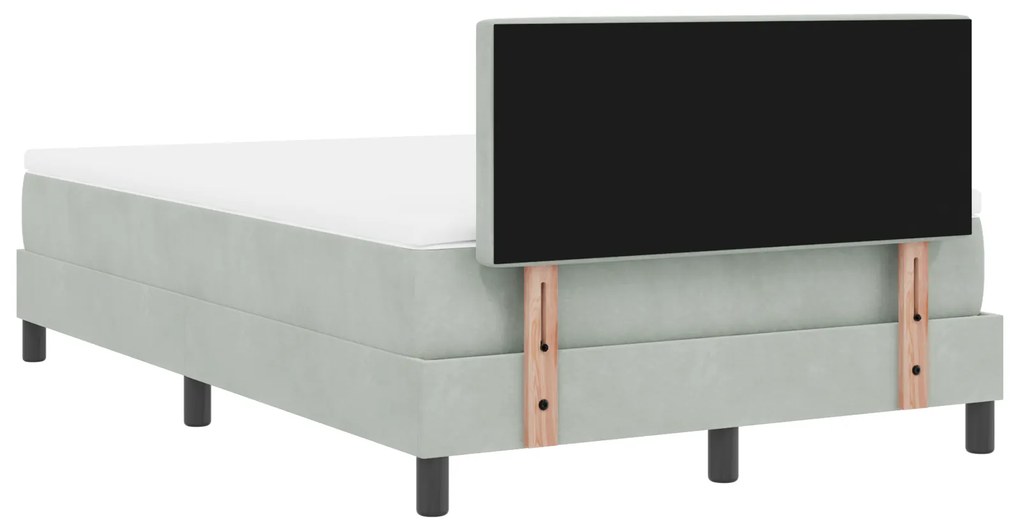 Cama Box Spring com Colchão vidaXL Cinza Claro 120x200 cm Veludo