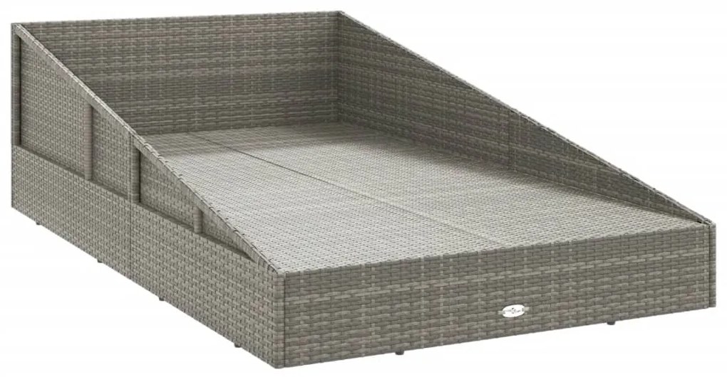 Espreguiçadeira de jardim 110x200 cm vime PE cinzento