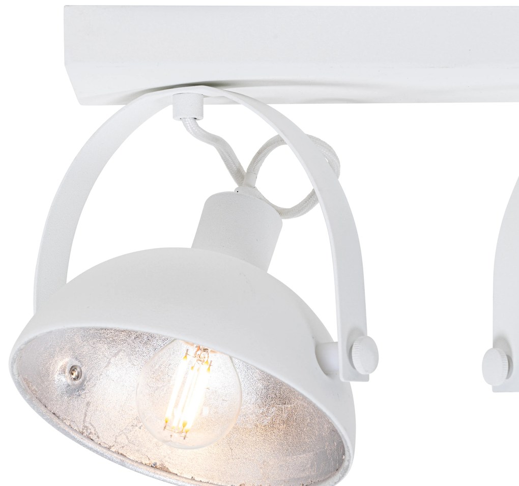 Luminária de teto industrial branca com prata 3 luzes ajustáveis - Magnax
