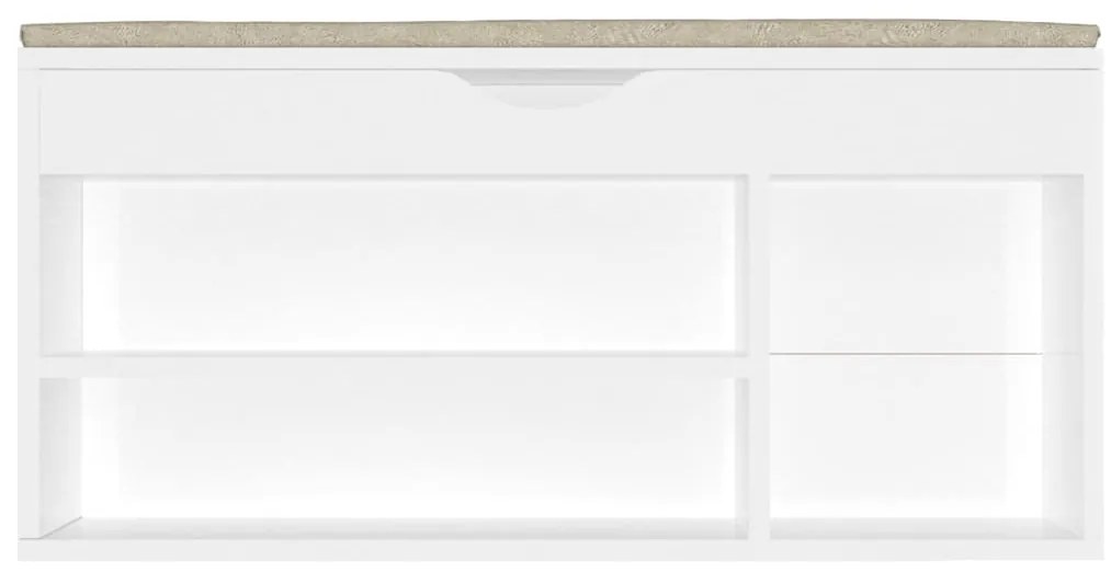 Banco sapateira + almofadão contr. 104x30x49cm branco brilhante