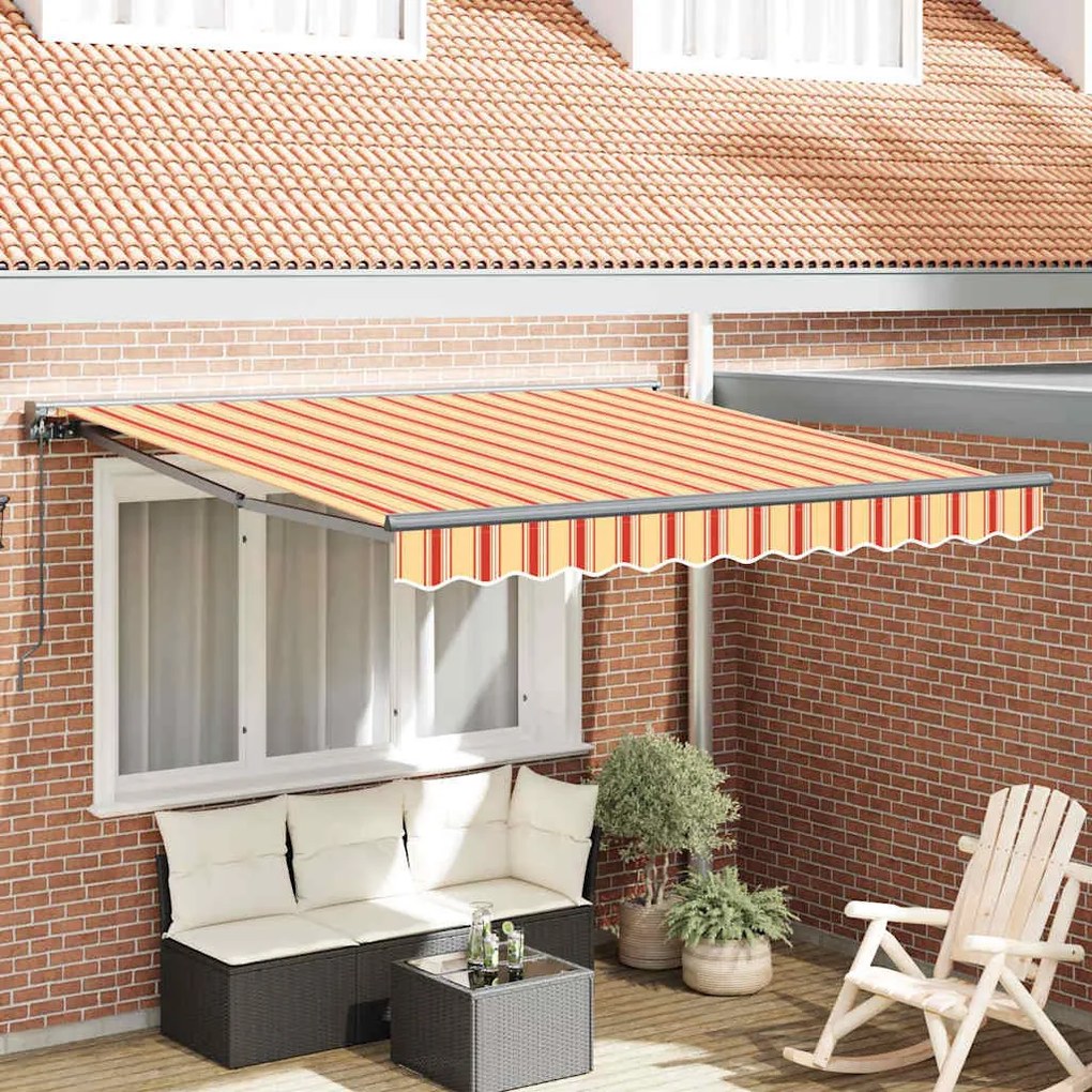 vidaXL Toldo Retrátil Manual Multicolor 300 x 250 cm Poliéster e Metal