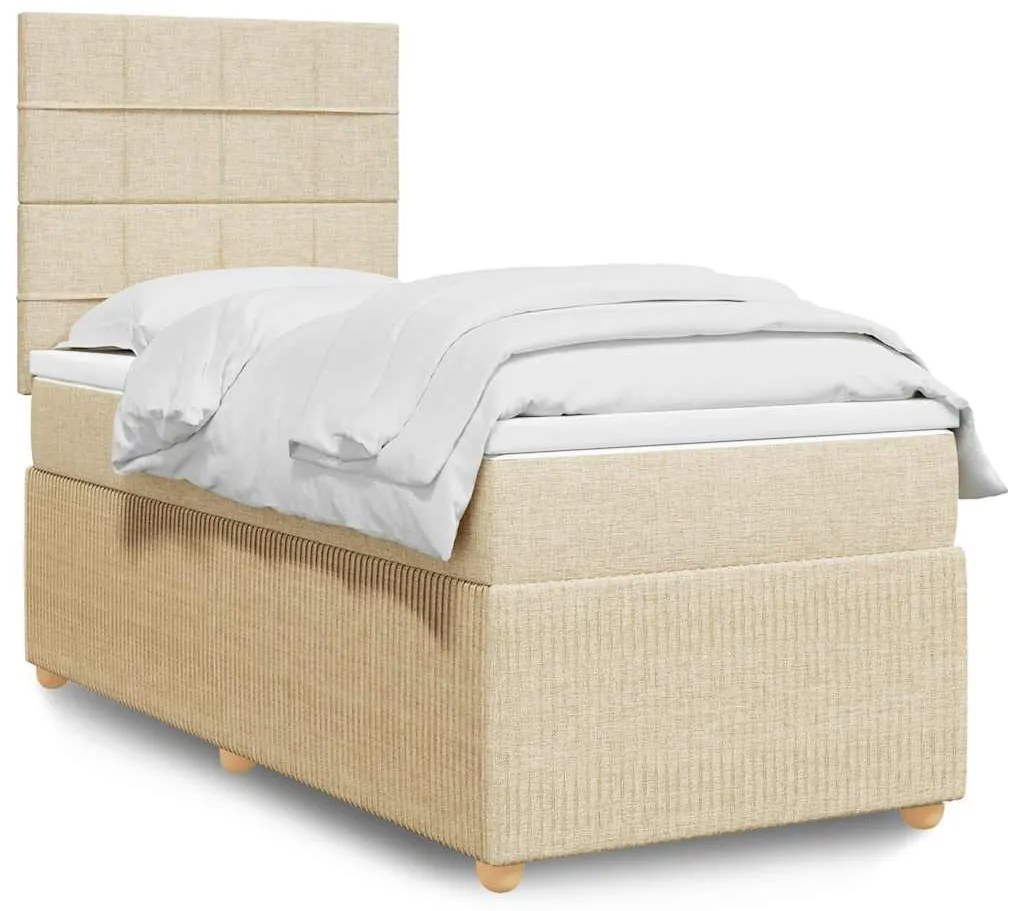 Cama com molas/colchão 100x200 cm tecido cor creme