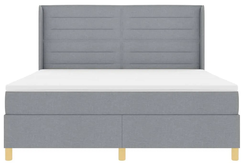 Cama Box com Colchão e Luz LED Cinza Claro 180x200 cm Tecido
