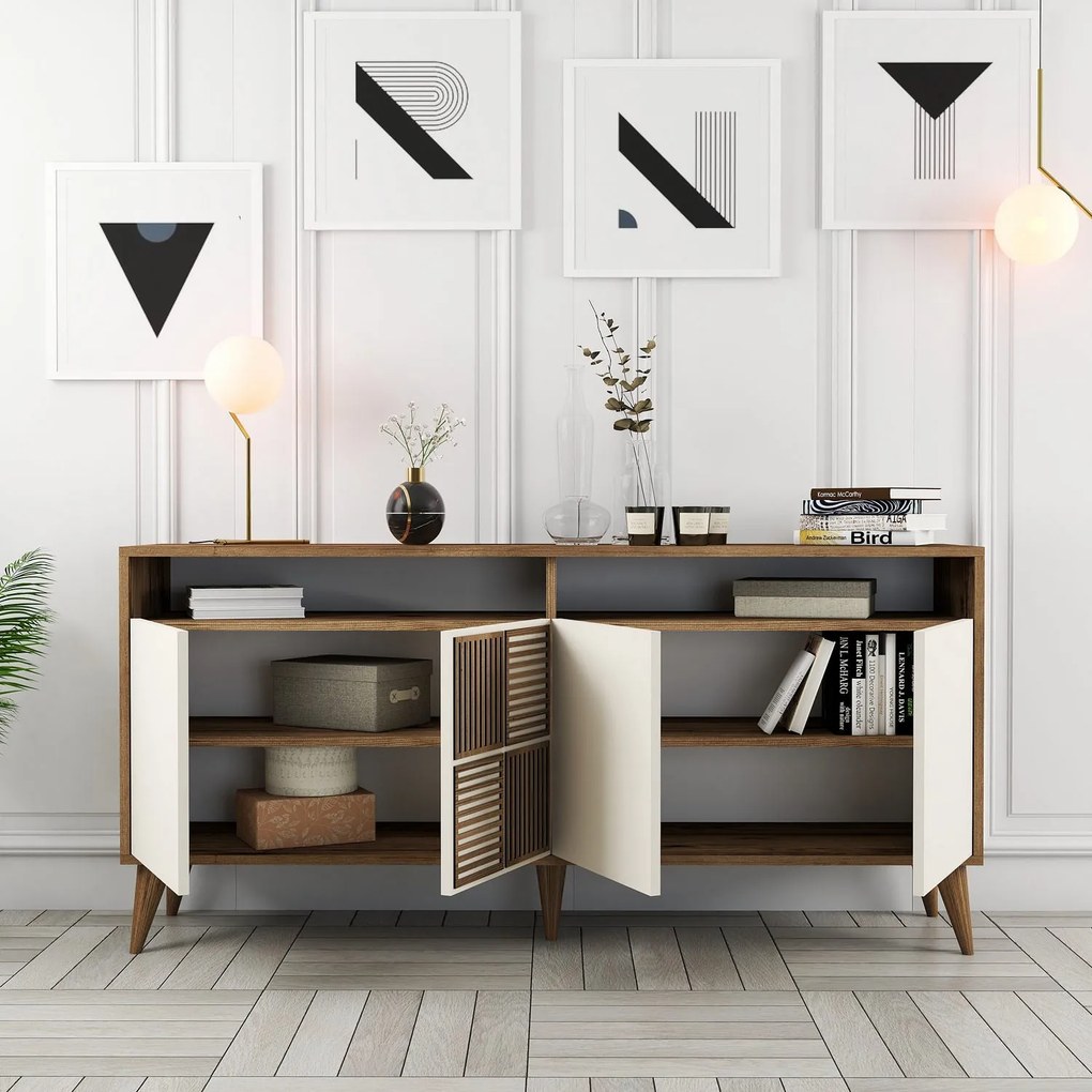 Console Milan – Walnut/Cream – 160 cm x 78 cm x 35 cm