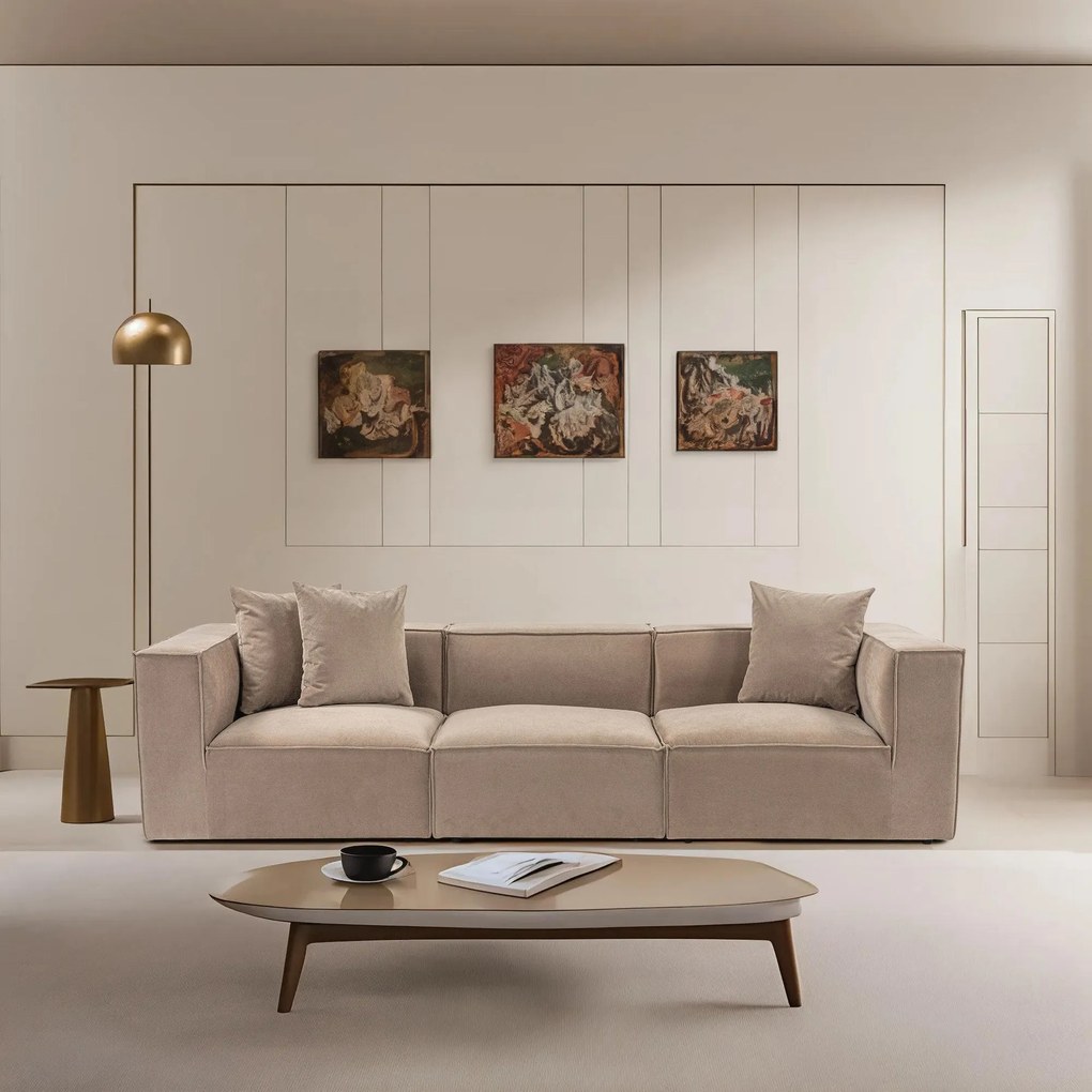 Sofá de 3 Lugares Sora – Cappuccino – 270 cm x 65 cm x 95 cm