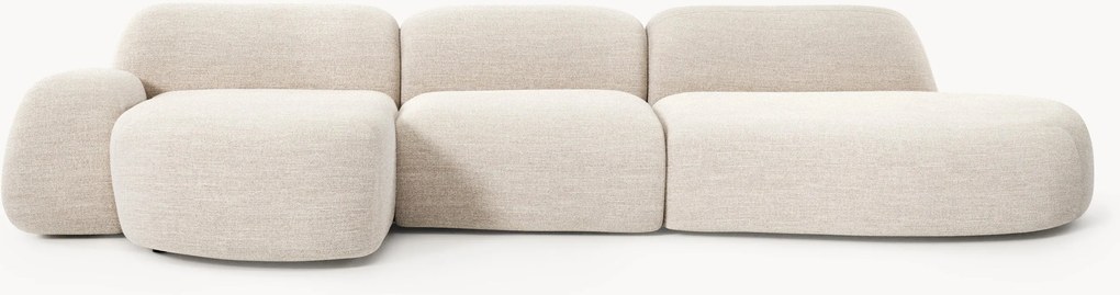 Sofá de canto modular em bouclé com chaise longue Wolke (4 lugares)