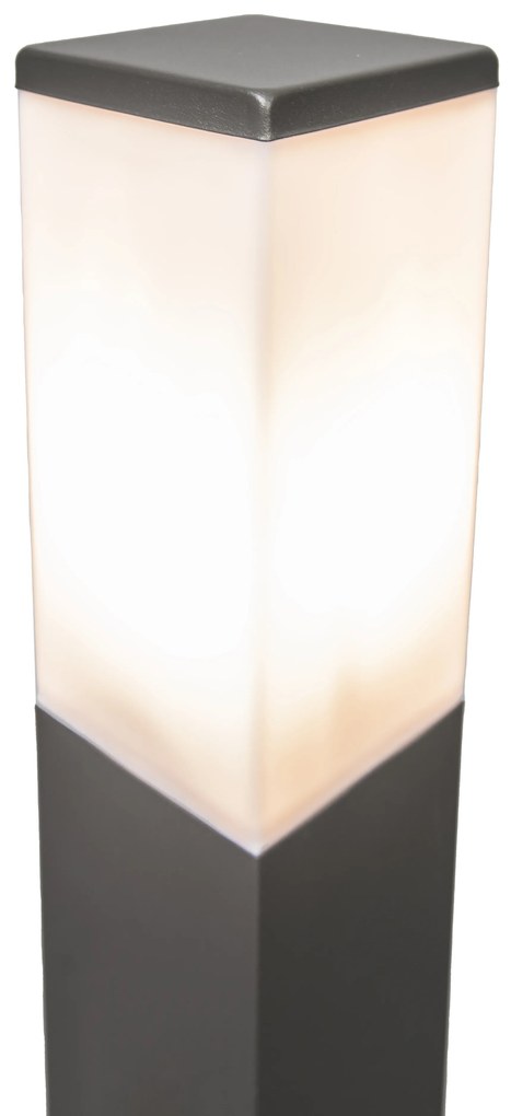 Candeeiro de poste moderno para exterior cinzento escuro com opal 80 cm IP44 - Malios