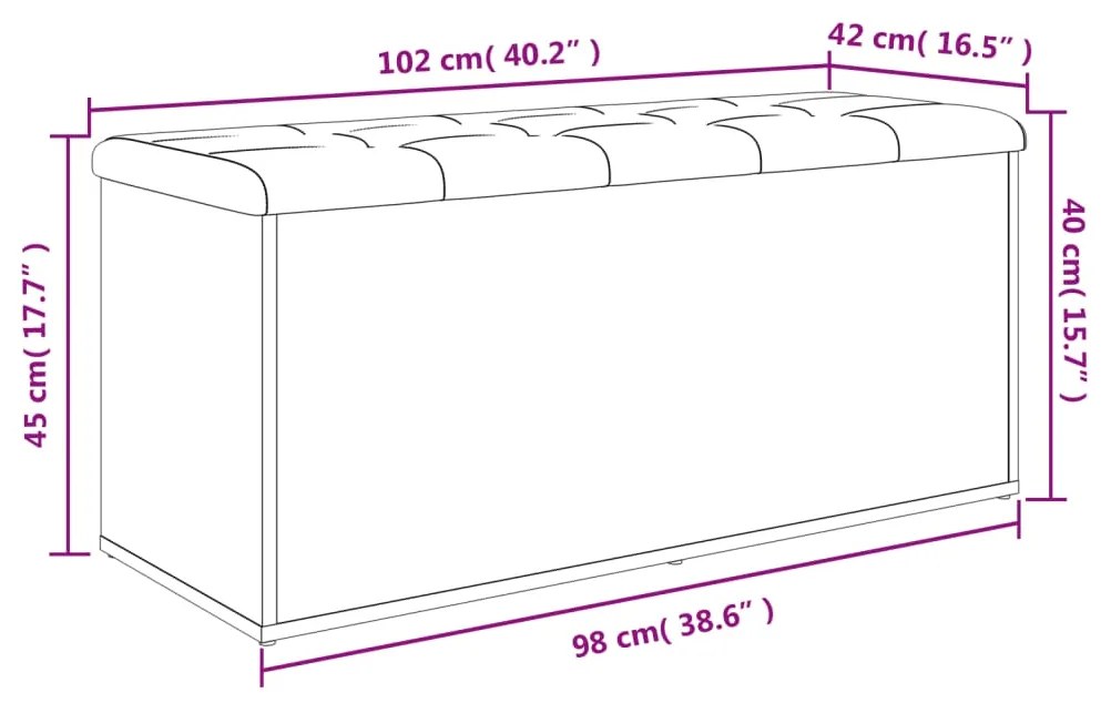 Banco de arrumação 102x42x45 cm derivados madeira cinza cimento