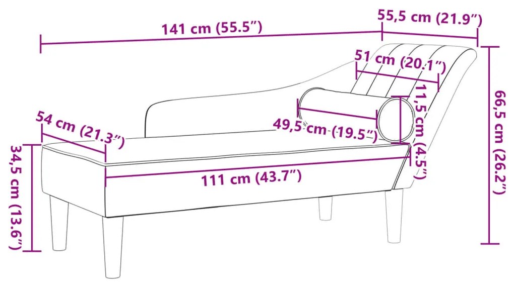 Chaise longue com almofadões veludo rosa