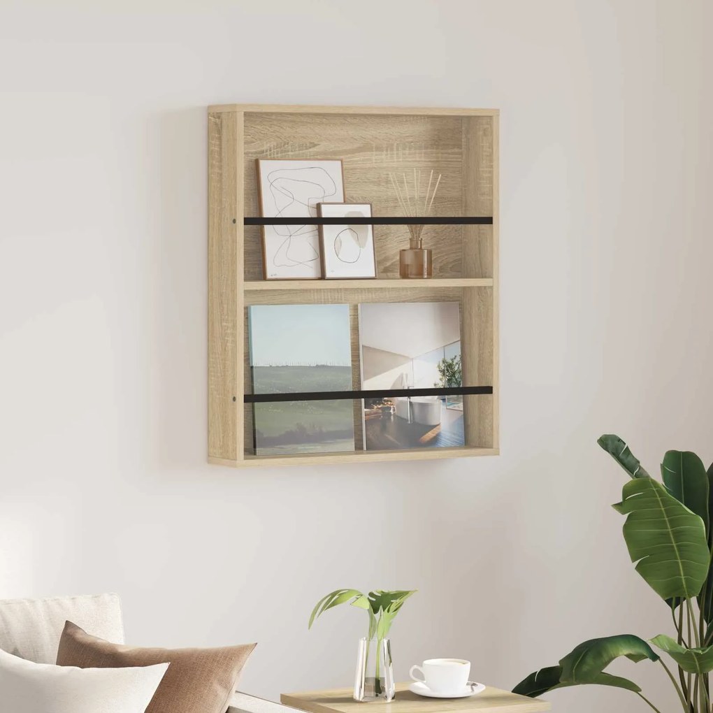 vidaXL Estante de Revistas Carvalho Sonoma 60 x 12 x 70 cm