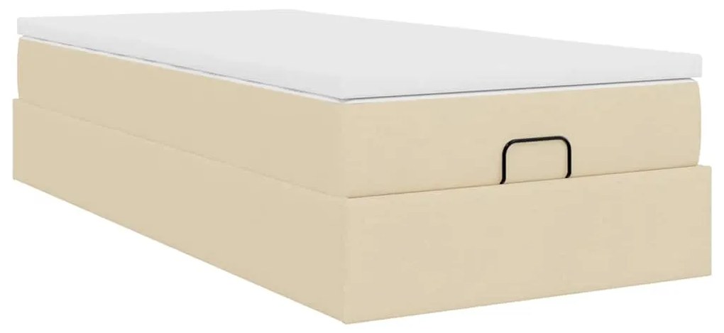 Estrutura de cama otomana com creme de colchão 100x200cm tecido