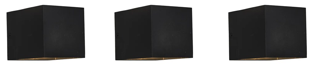 Conjunto de 3 Apliques de Parede Modernos Pretos - Transfer