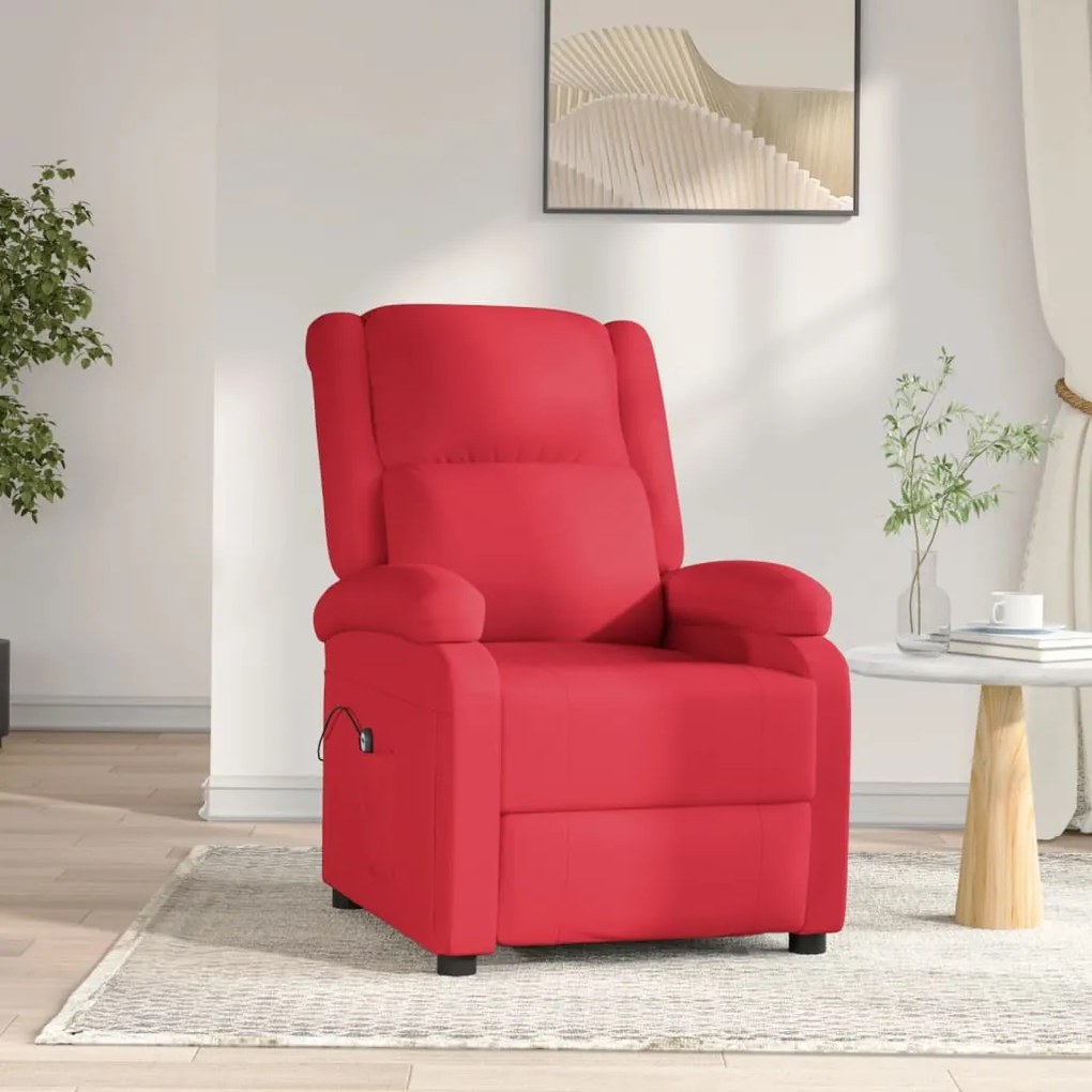3073724 vidaXL Poltrona reclinável elétrica couro artificial vermelho