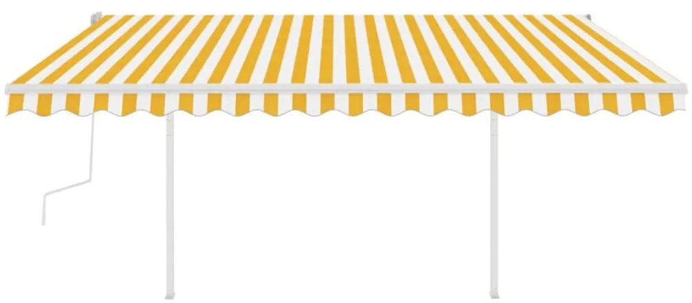 Toldo retrátil manual com luzes LED 4x3,5 m amarelo e branco
