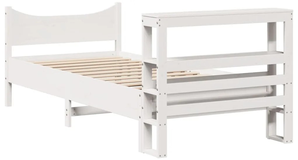 Estrutura de cama com cabeceira 90x190 cm pinho maciço branco
