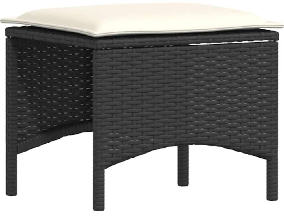 4pcs conjunto sofás de jardim com almofadões em L vime PE preto