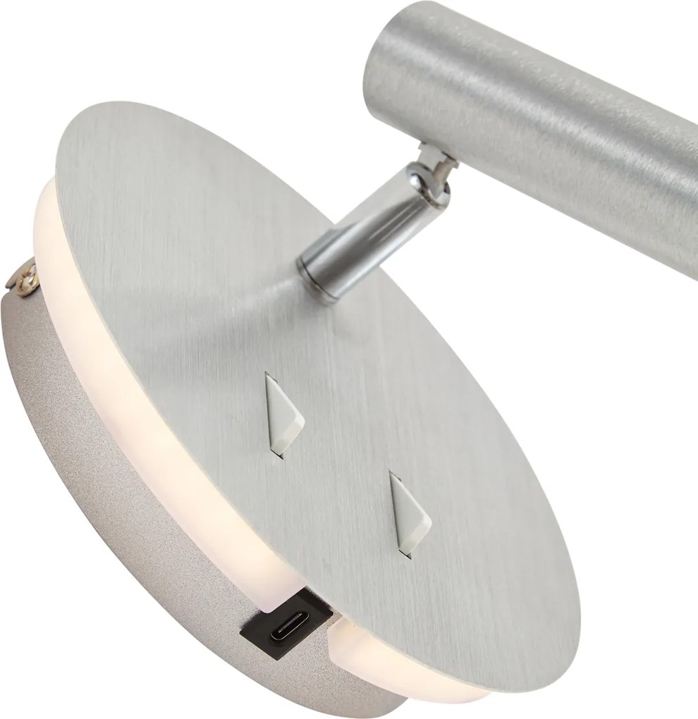 Candeeiro de Parede Moderno de Aço Incl. LED com USB-C - Croft