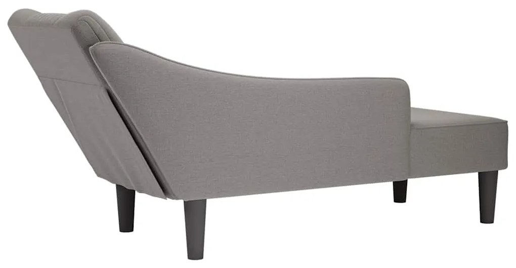 Chaise lounge com apoio de braço direito em tecido cinza
