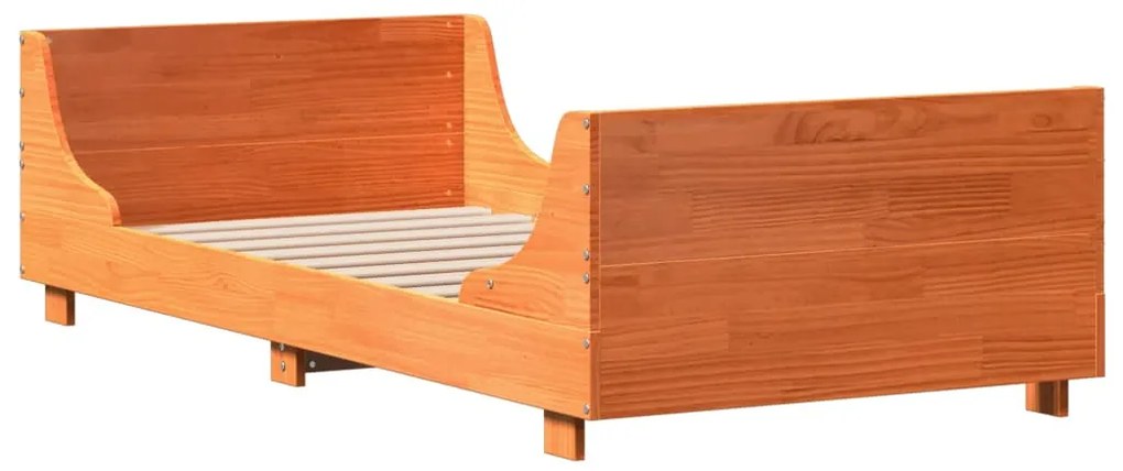 Cama sem colchão 100x200 cm pinho maciço castanho-mel